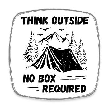 Camping, Hiking, Forest - Think Outside - Square fridge magnet - white - Front