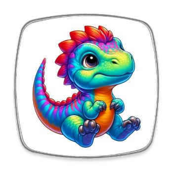 Dinosaurier - Viereckiger Kühlschrankmagnet - Weiß - Vorne
