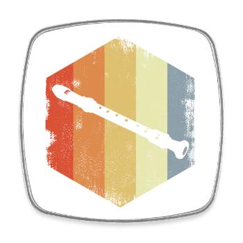 Vintage Flute Sketch - Square fridge magnet - white - Front