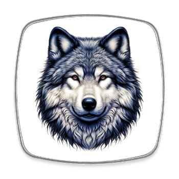 Loup - Magnet carré - blanc - Devant