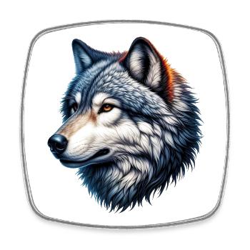 Loup - Magnet carré - blanc - Devant