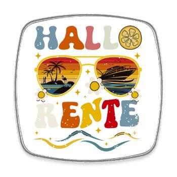 Hallo Sommer Retro Design Rentner Rentnerin  - Viereckiger Kühlschrankmagnet - Weiß - Vorne