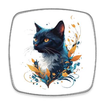 Bunte Katze - Viereckiger Kühlschrankmagnet - Weiß - Vorne