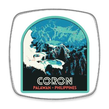 Paradis tropical : Côte de Coron, Palawan - Magnet carré - blanc - Devant