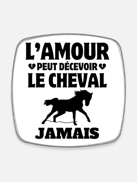 cheval, fan de cheval, cavalier - Magnet carré - blanc