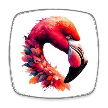 Flamant - Magnet carré - blanc - Devant