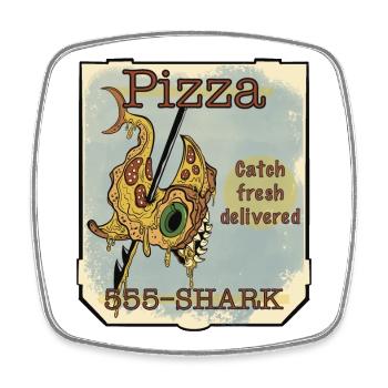 Requin de la pizza - Magnet carré - blanc - Devant