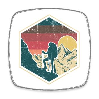 Sunset Summit Climber Hex-Abzeichen - Viereckiger Kühlschrankmagnet - Weiß - Vorne