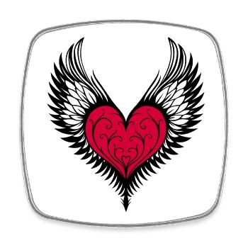 Heart Wings Winged Heart - Square fridge magnet - white - Front