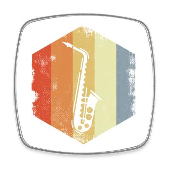 Vintage Saxophone Sketch - Square fridge magnet - white - Front