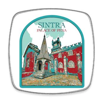 Charmantes Detail: Pena-Palast, Sintra - Viereckiger Kühlschrankmagnet - Weiß - Vorne