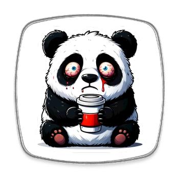 Koffein Panda - Viereckiger Kühlschrankmagnet - Weiß - Vorne