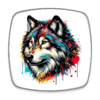 Loup - Magnet carré - blanc - Devant