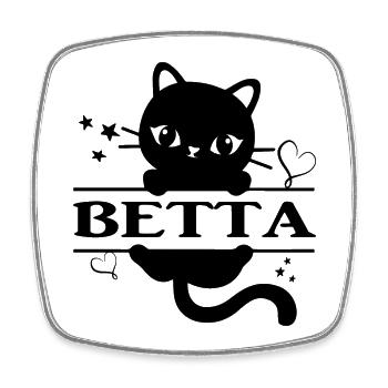 t-shirt Betta chat t-shirt chat Katze gato chat - Magnet carré - blanc - Devant