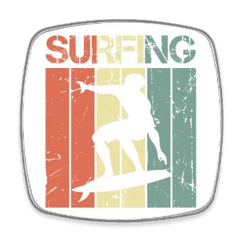 Vintage Surfboard - Square fridge magnet - white - Front