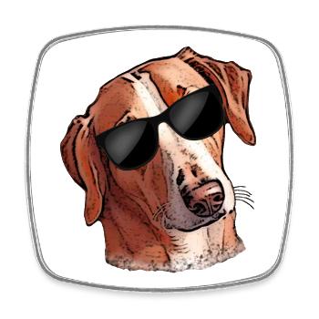Funny Dog SAVEBRACKE Hunting Dog Sunglasses - Square fridge magnet - white - Front