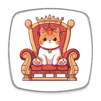 Trône Roi Meme Chaton Amoureux des animaux - Magnet carré - blanc - Devant