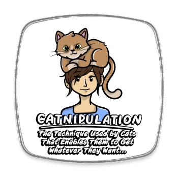 Catnipulation Technique Of Kitten Lover Cute Cat - Square fridge magnet - white - Front