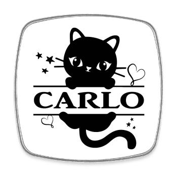 t-shirt Carlo t-shirt chat Katze chat chat gato - Magnet carré - blanc - Devant
