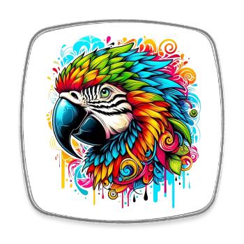 Parrot - Square fridge magnet - white - Front