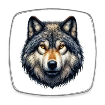 Loup - Magnet carré - blanc - Devant