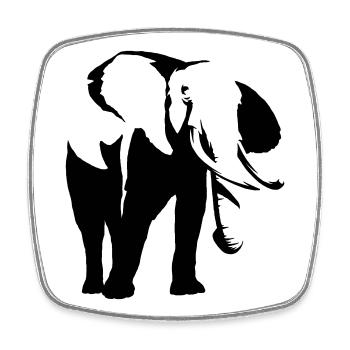 Eléphant d’Afrique - Magnet carré - blanc - Devant