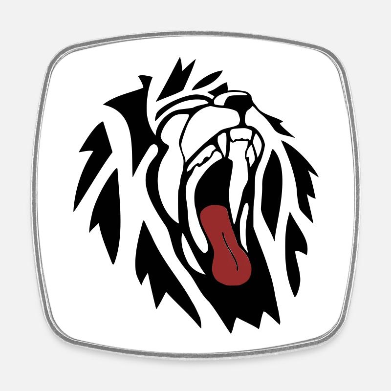 Lion - Magnet carré - blanc