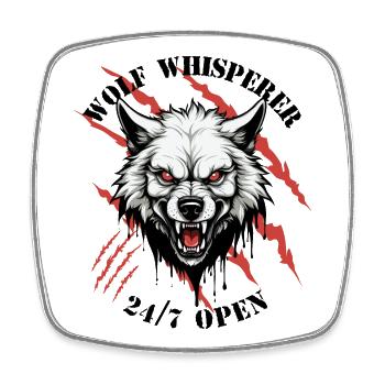 Wolf Whisperer - Square fridge magnet - white - Front