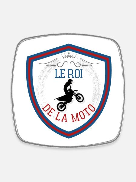 Le roi de la moto, blason écusson gagnant. - Magnet carré - blanc