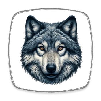 Loup - Magnet carré - blanc - Devant