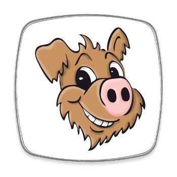 Pig dog - smiling - Square fridge magnet - white - Front