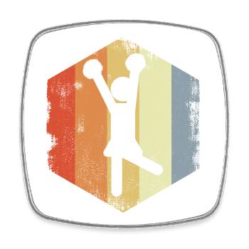 Figurine de pom-pom girl Vintage - Magnet carré - blanc - Devant