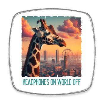 Casque sur le monde éteint - Magnet carré - blanc - Devant