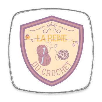 Reine du crochet. Loisirs créatifs. Fête des mères - Magnet carré - blanc - Devant