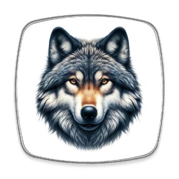 Loup - Magnet carré - blanc - Devant