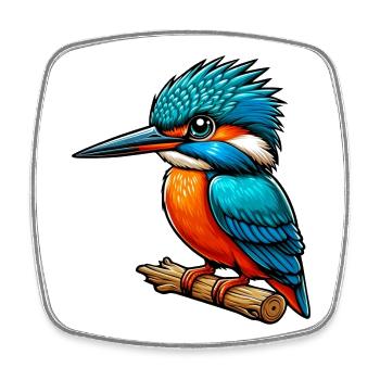 Martin-pêcheur - Magnet carré - blanc - Devant