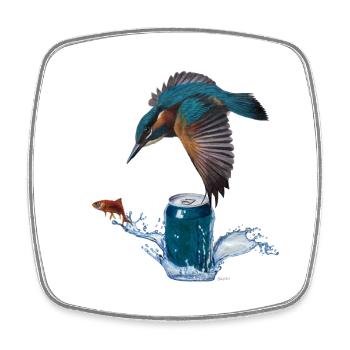 Martin-pêcheur - Magnet carré - blanc - Devant