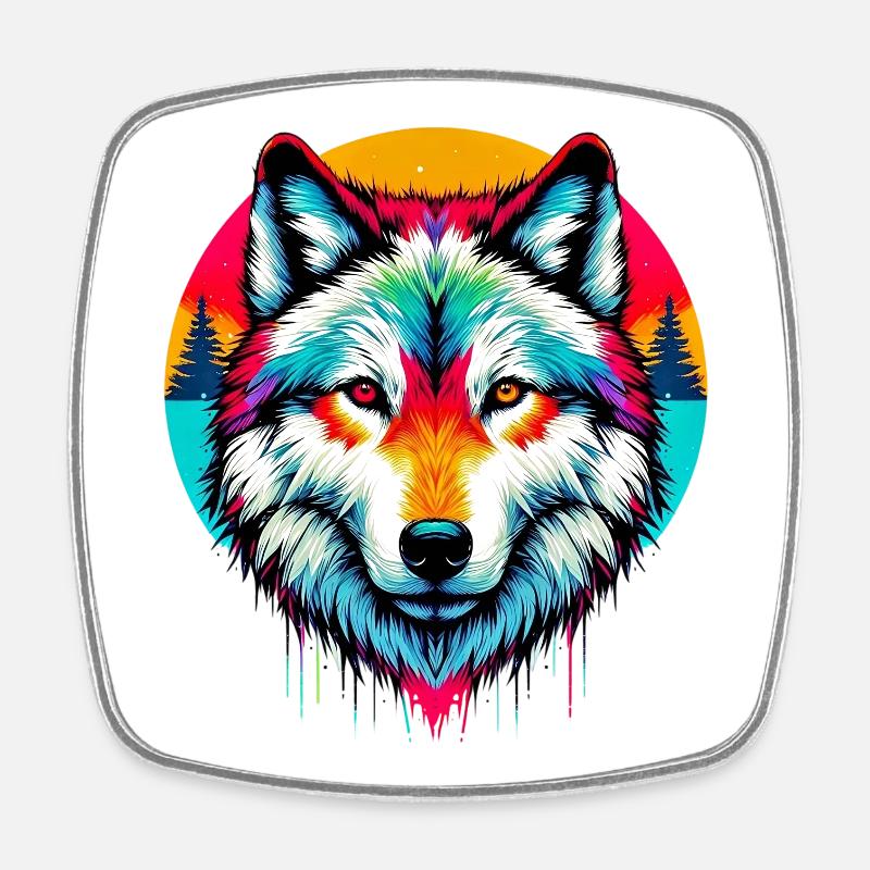 Wolf - Viereckiger Kühlschrankmagnet - Weiß