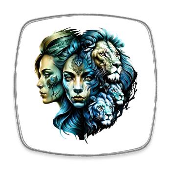 La présence puissante des Lions - Magnet carré - blanc - Devant