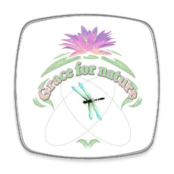 GRACE for NATURE Nénuphar à feuilles Libellule - Magnet carré - blanc - Devant
