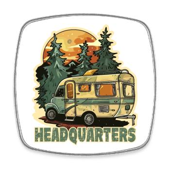 Waldcamper im Sonnenuntergang Campingfreund - Viereckiger Kühlschrankmagnet - Weiß - Vorne