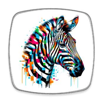 Zebra - Viereckiger Kühlschrankmagnet - Weiß - Vorne
