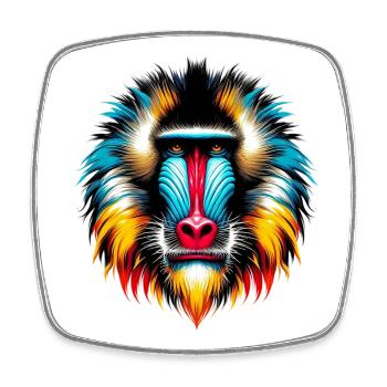 Mandrill Monkey - Square fridge magnet - white - Front