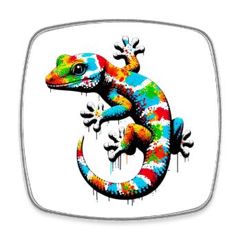 Gecko - Viereckiger Kühlschrankmagnet - Weiß - Vorne