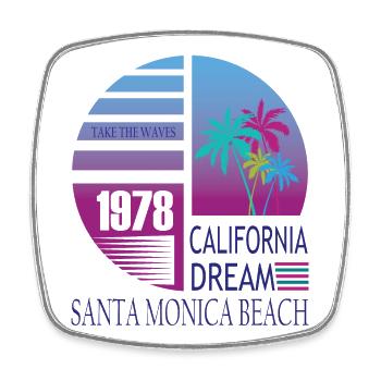 California Dream 1978 Santa Monica Beach - Viereckiger Kühlschrankmagnet - Weiß - Vorne