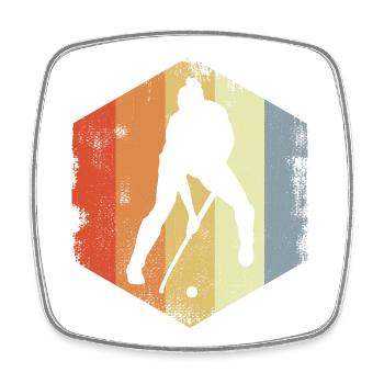 Joueur de hockey sur gazon rétro - Magnet carré - blanc - Devant