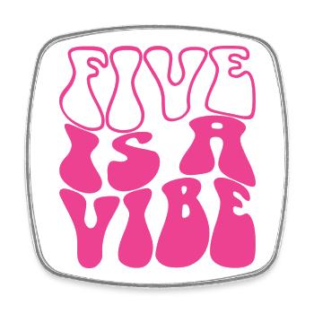 Five Is A Vibe Pink 5 Jahre alte Mädchen 5. Geburtstag - Viereckiger Kühlschrankmagnet - Weiß - Vorne