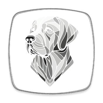 Labrador head, retriever, geometric art, polygon - Square fridge magnet - white - Front