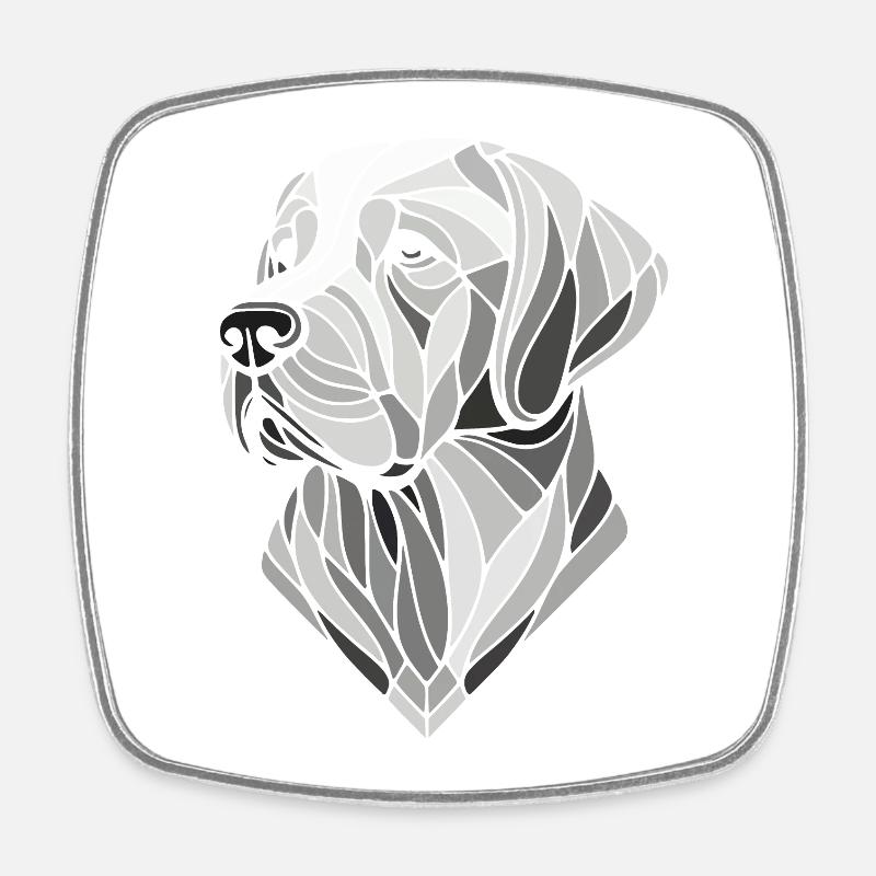 Tête labrador retriever art géométrique, polygone - Magnet carré - blanc