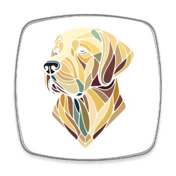 Labrador head, retriever, geometric art, polygon - Square fridge magnet - white - Front